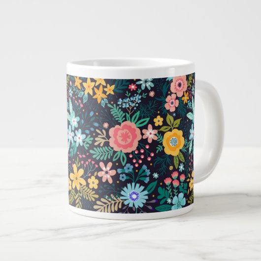 Niedliches Blumenmuster Jumbo-Tasse (Vorderseite Rechts)