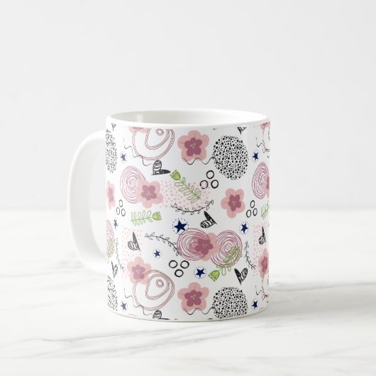 Niedliches Blumenmuster Kaffeetasse (Vorderseite Links)