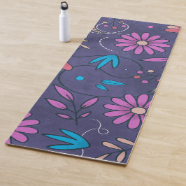 Niedliches Blumenmuster Lila Grunge Hintergrund | Yogamatte
