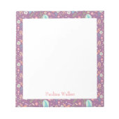 Niedliches Blumenmuster Lila mit Name Notizblock (Vorderseite)