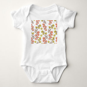 Niedliches Blumenmuster, nahtloser Hintergrund. Baby Strampler