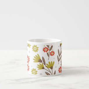 Niedliches Blumenmuster, nahtloser Hintergrund. Espressotasse