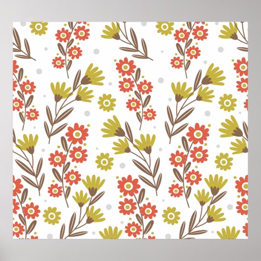 Niedliches Blumenmuster, nahtloser Hintergrund. Poster (Vorne)