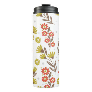 Niedliches Blumenmuster, nahtloser Hintergrund. Thermosbecher