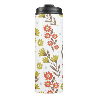 Niedliches Blumenmuster, nahtloser Hintergrund. Thermosbecher