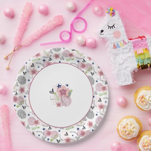Niedliches Blumenmuster Pappteller (Party)