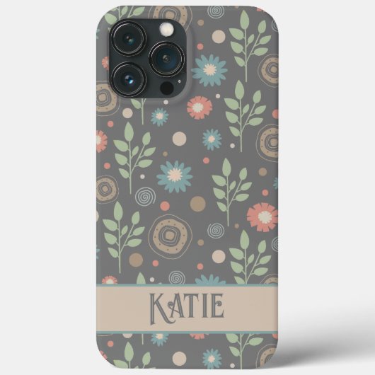 Niedliches Blumenmuster Personalisierter Name Fun Case-Mate iPhone Hülle (Rückseite)