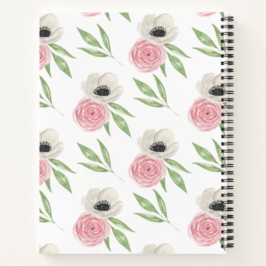 Niedliches Blumenmuster Personalisiertes Rezept Notizblock (Rückseite)