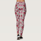 Niedliches Blumenmuster, Rot und Rosa Leggings (Rückseite)