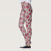 Niedliches Blumenmuster, Rot und Rosa Leggings (Links)
