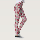 Niedliches Blumenmuster, Rot und Rosa Leggings (Rechts)
