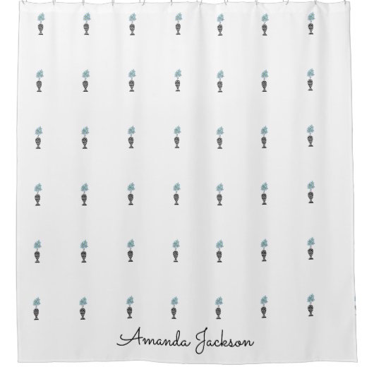 Niedliches Blumenmuster weiß Duschvorhang (Vorderseite)