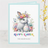 Niedliches Blumenoster Bunny Fest Ostern Karte (Gelbe Blume)