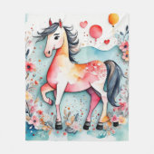 Niedliches Blumenpferd Fleecedecke (Vorderseite)