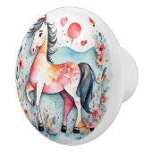 Niedliches Blumenpferd Keramikknauf (Rechts)