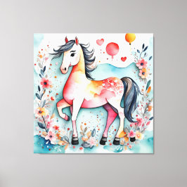 Niedliches Blumenpferd Leinwanddruck