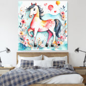 Niedliches Blumenpferd Leinwanddruck (Insitu (Schlafzimmer))