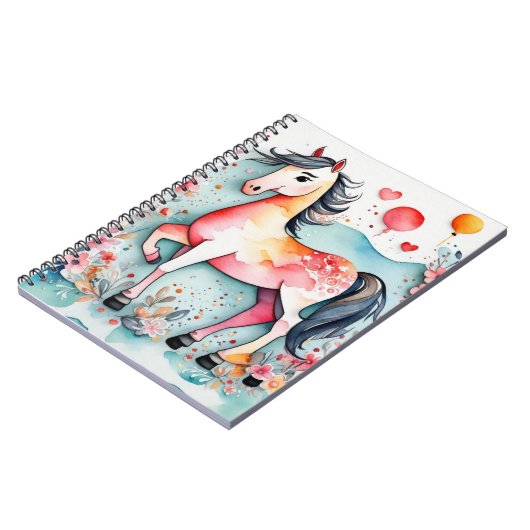 Niedliches Blumenpferd Notizblock (Linke Seite)