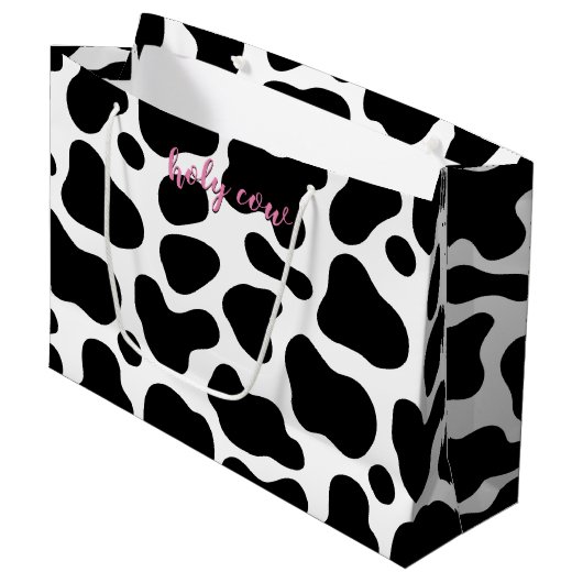 niedliches Blumenrosa Heiliges Kuhleder 1. Geburts Große Geschenktüte (Vorderseite Schrägansicht)