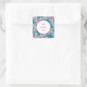 niedliches Blumenrosa modern Quadratischer Aufkleber (Tasche)