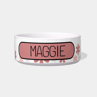 Niedliches Blumenrosa und Graues Daisy Personalize Napf