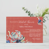 Niedliches Blumenrotes Brautparty Einladung (Stehend Vorderseite)
