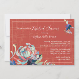 Niedliches Blumenrotes Brautparty Einladung
