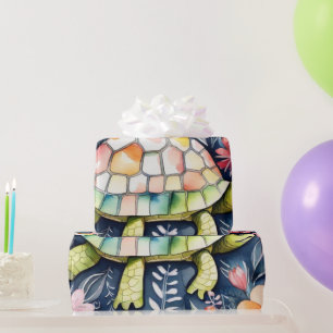 Niedliches Blumenschildkrötenpapier Geschenkpapier