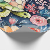 Niedliches Blumenschildkrötenpapier Geschenkpapier (Ecke)