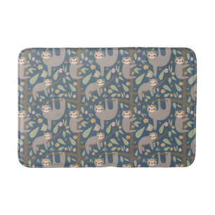 Niedliches Blumensloth-Muster Badematte