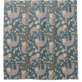 Niedliches Blumensloth-Muster Duschvorhang (Vorderseite)