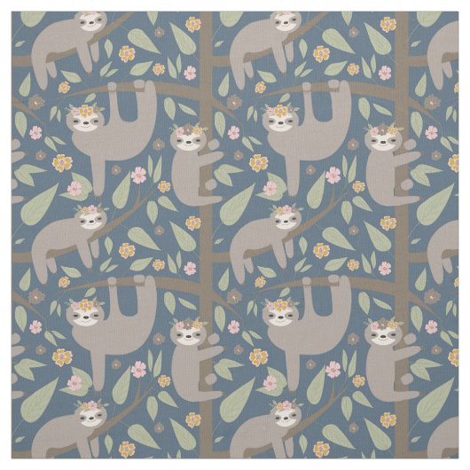 Niedliches Blumensloth-Muster Stoff (Muster)