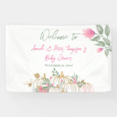 Niedliches Blush Pink Pumpkin Kleine Babydusche Banner (Horizontal)