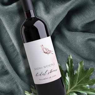 NIEDLICHES BLUSH-WATERCOLOR-BUTTERFLY-BRAUTPARTY WEINETIKETT