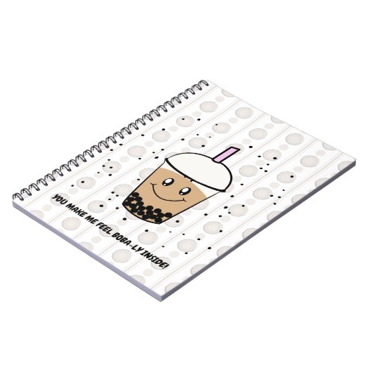 Niedliches Boba Bubble Tee Pun Spiral Foto Noteboo Notizblock (Linke Seite)