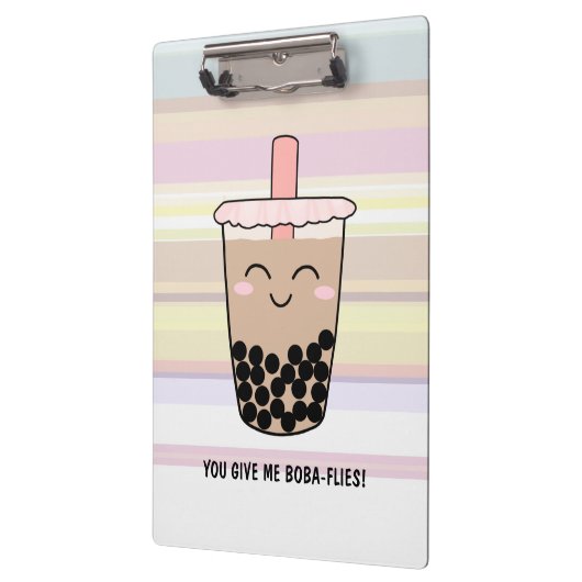 Niedliches Boba Milk Tee Pun Clipboard Klemmbrett (Links)