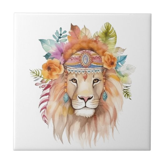 Niedliches boho Aquarellendesign Fliese (Vorderseite)