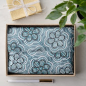 Niedliches Boho Blume Muster Hübsch Blau Seidenpapier (Geschenk)