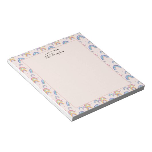 Niedliches Boho Blush Pink Rainbow Herz Notepad Notizblock (angewinkelt)