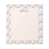 Niedliches Boho Blush Pink Rainbow Herz Notepad Notizblock (Vorderseite)