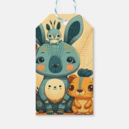 Niedliches Boho-Blütenkaninchen rund um die Uhr Geschenkanhänger