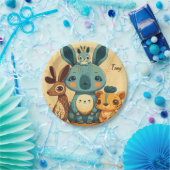 Niedliches Boho-Blütenkaninchen rund um die Uhr Pappteller (Party)