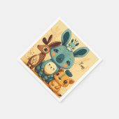 Niedliches Boho-Blütenkaninchen rund um die Uhr Serviette (Ecke)