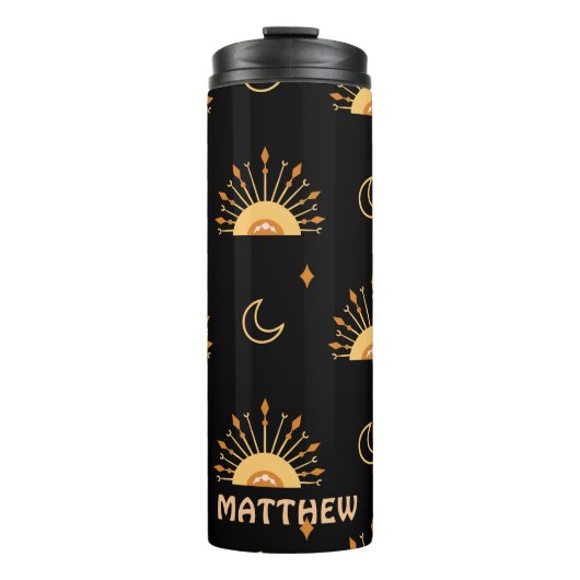 Niedliches Boho Celestial Nahtloses Muster Persona Thermosbecher (Vorderseite)