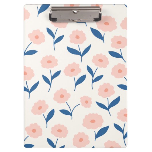 Niedliches Boho Chic Pink-Blume-Muster Klemmbrett (Vorderseite)