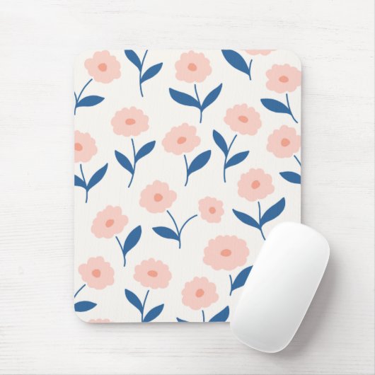 Niedliches Boho Chic Pink-Blume-Muster Mousepad (Mit Mouse)
