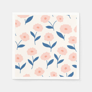 Niedliches Boho Chic Pink-Blume-Muster Serviette