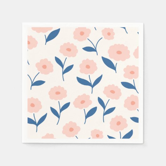 Niedliches Boho Chic Pink-Blume-Muster Serviette (Vorderseite)