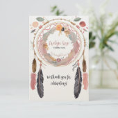 Niedliches Boho Dreamcatcher Baby Dusche Party Dankeskarte (Stehend Vorderseite)