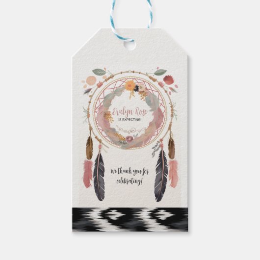 Niedliches Boho Dreamcatcher Baby Dusche Party Geschenkanhänger (Vorderseite)